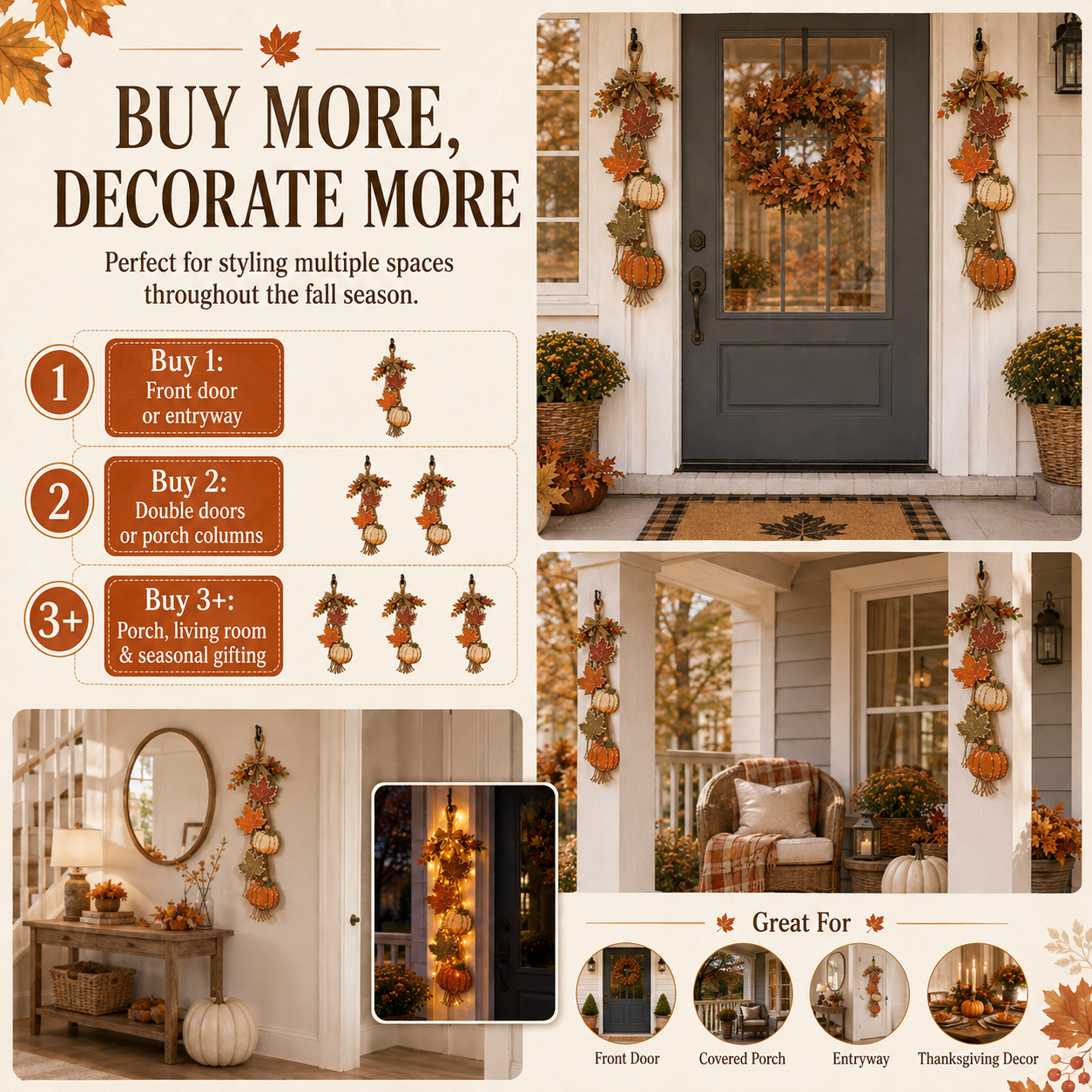 Harvest Welcome Wooden Fall Hanging Decor🍁