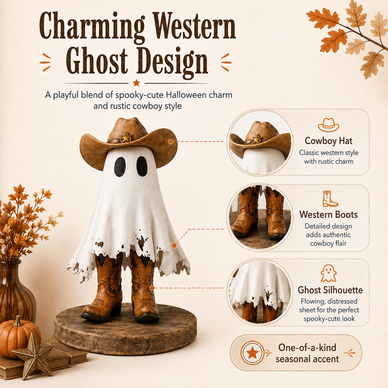 Boots & Boo Cowboy Ghost Figurine 👻🤠  Product Description