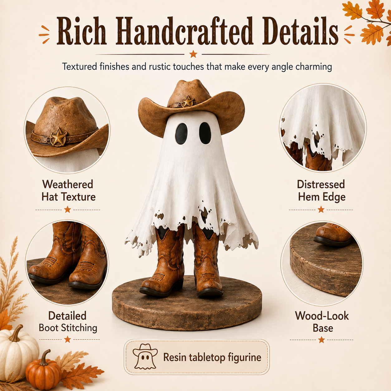 Boots & Boo Cowboy Ghost Figurine 👻🤠  Product Description