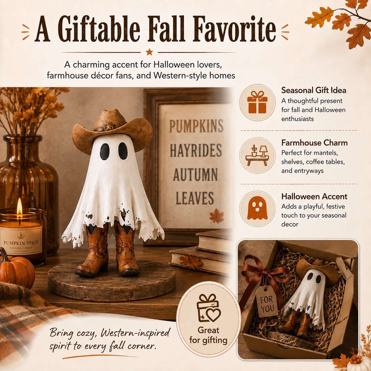 Boots & Boo Cowboy Ghost Figurine 👻🤠  Product Description