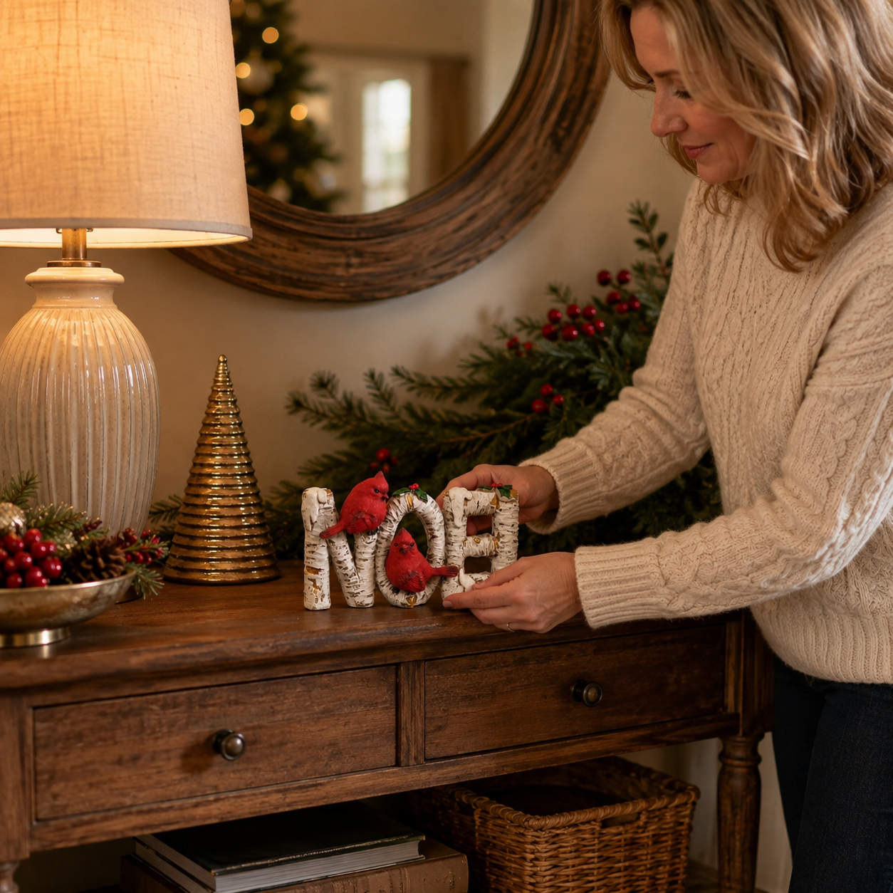 Winter Cardinal Noel Tabletop Decor