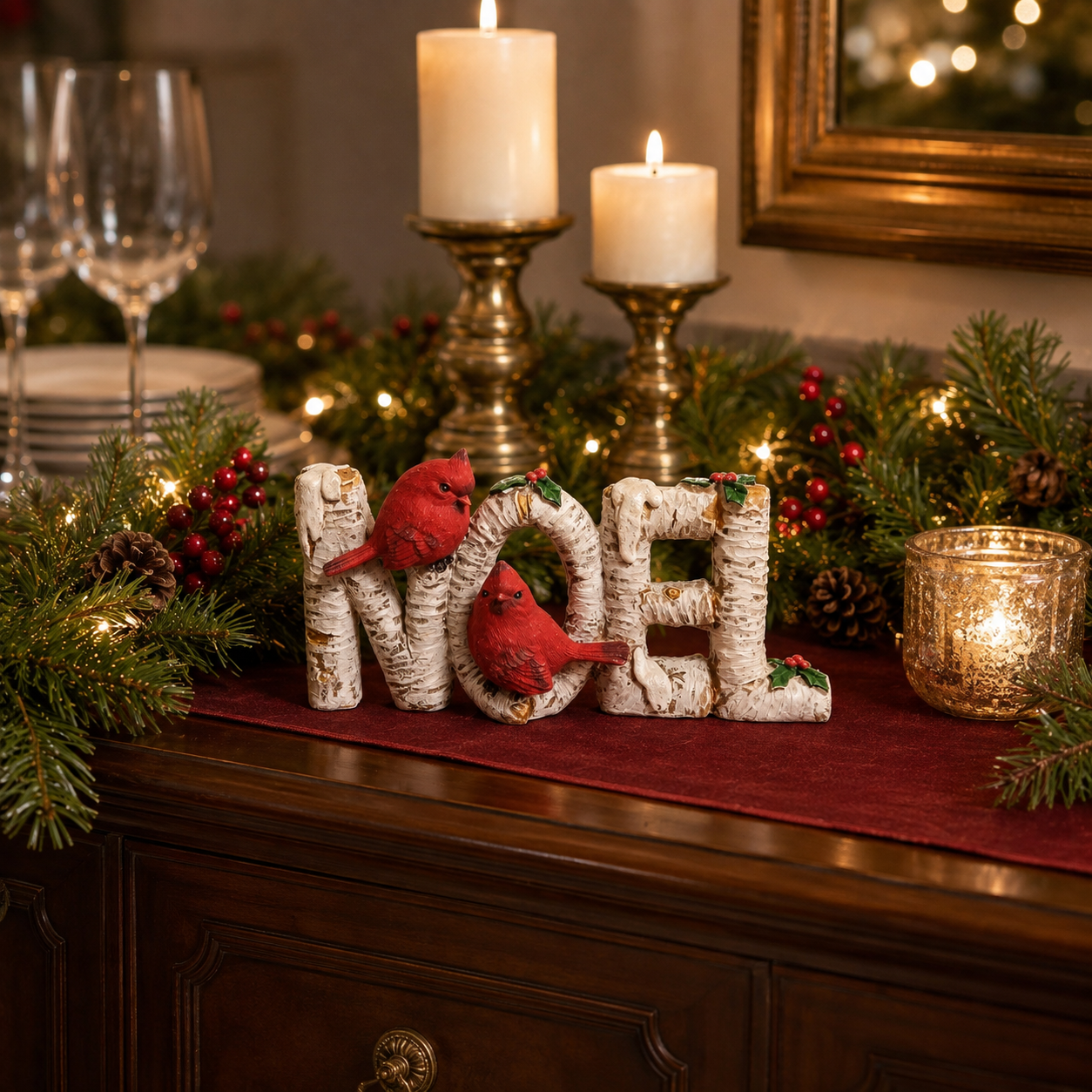 Winter Cardinal Noel Tabletop Decor