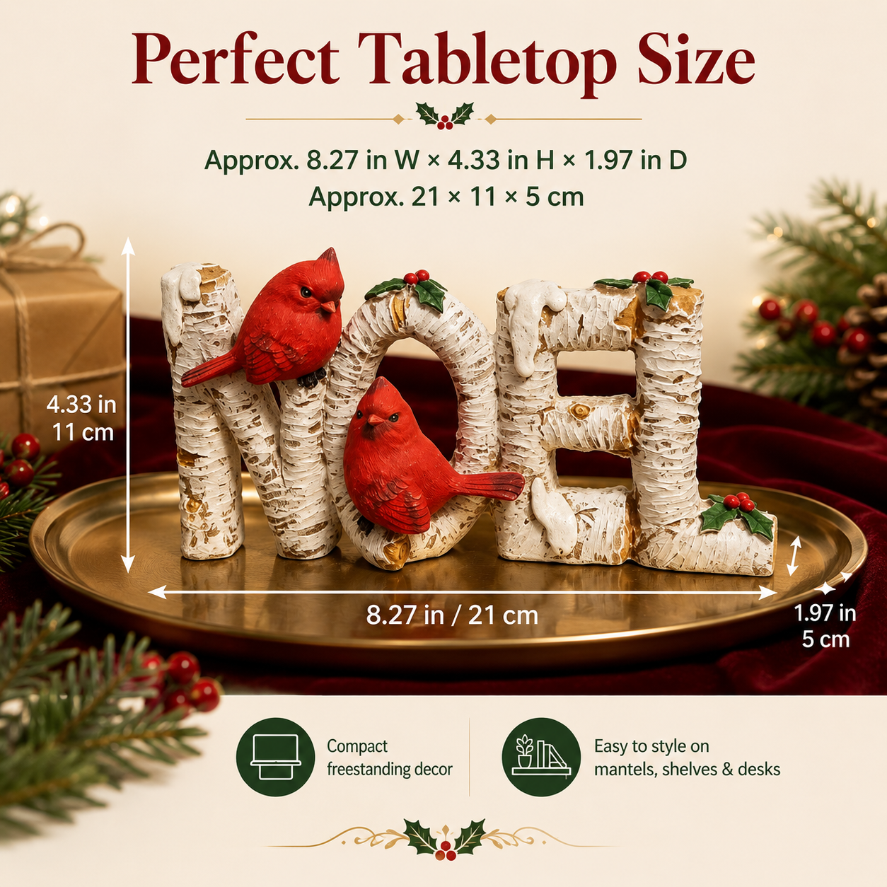 Winter Cardinal Noel Tabletop Decor