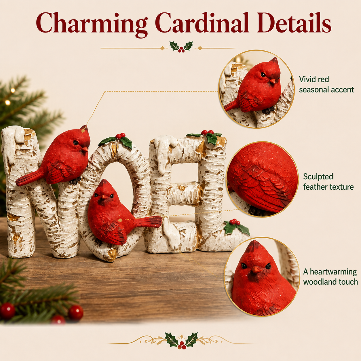 Winter Cardinal Noel Tabletop Decor