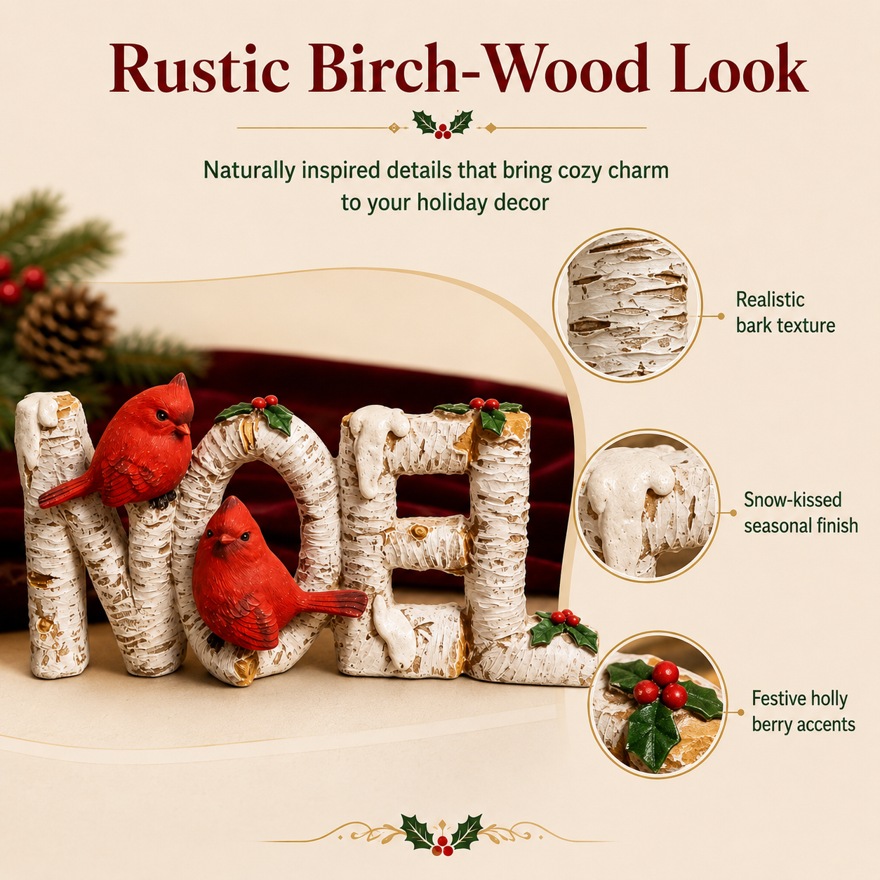 Winter Cardinal Noel Tabletop Decor