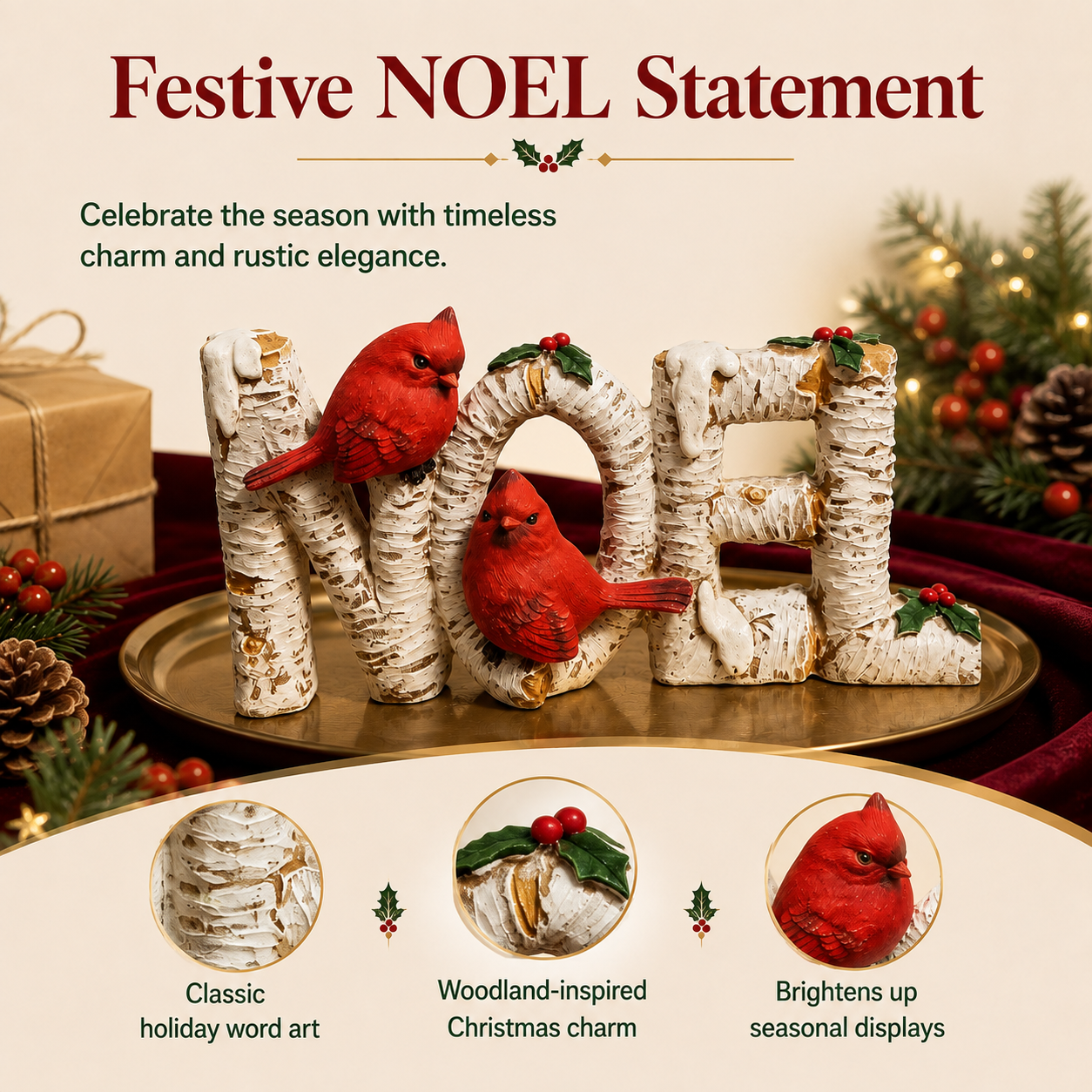 Winter Cardinal Noel Tabletop Decor