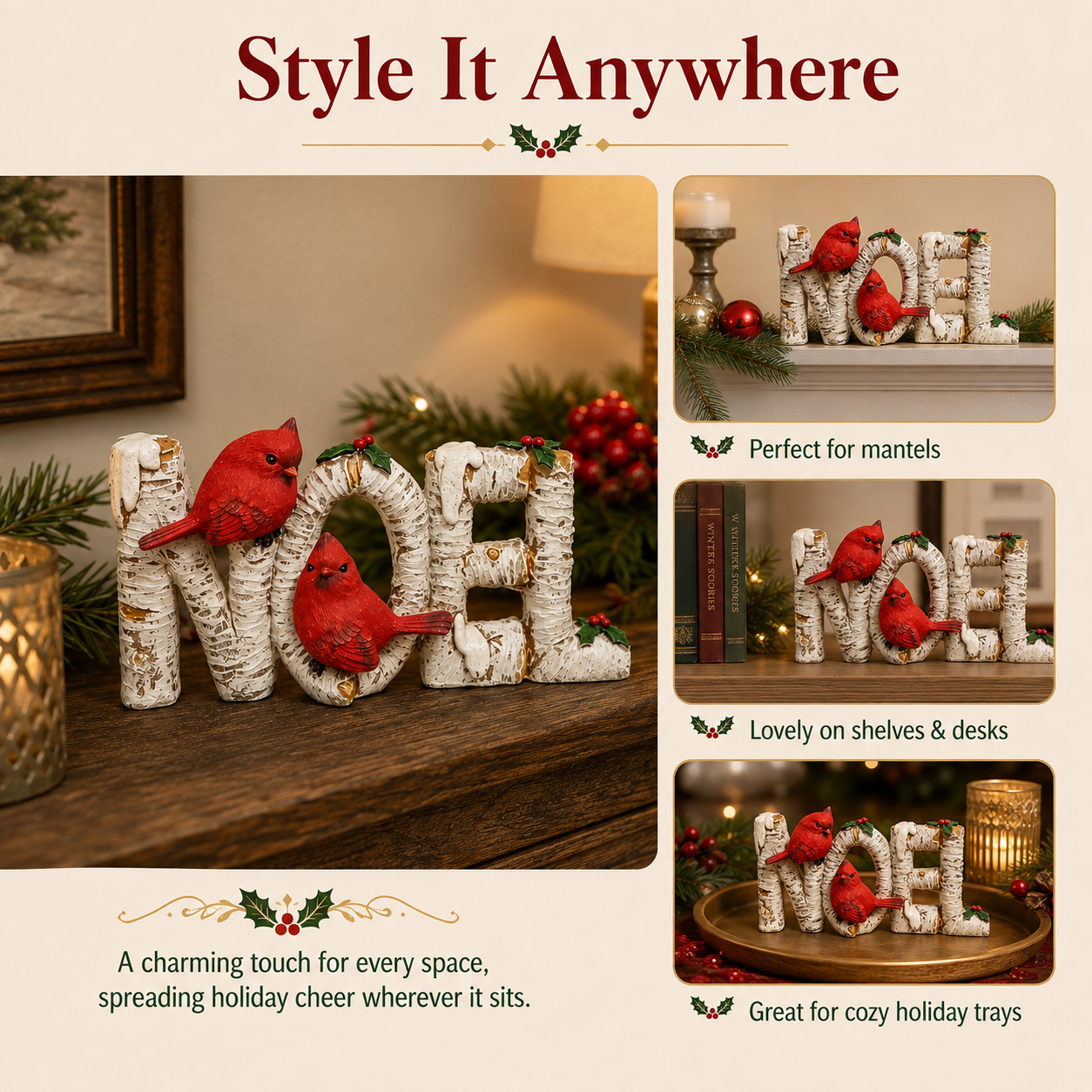 Winter Cardinal Noel Tabletop Decor