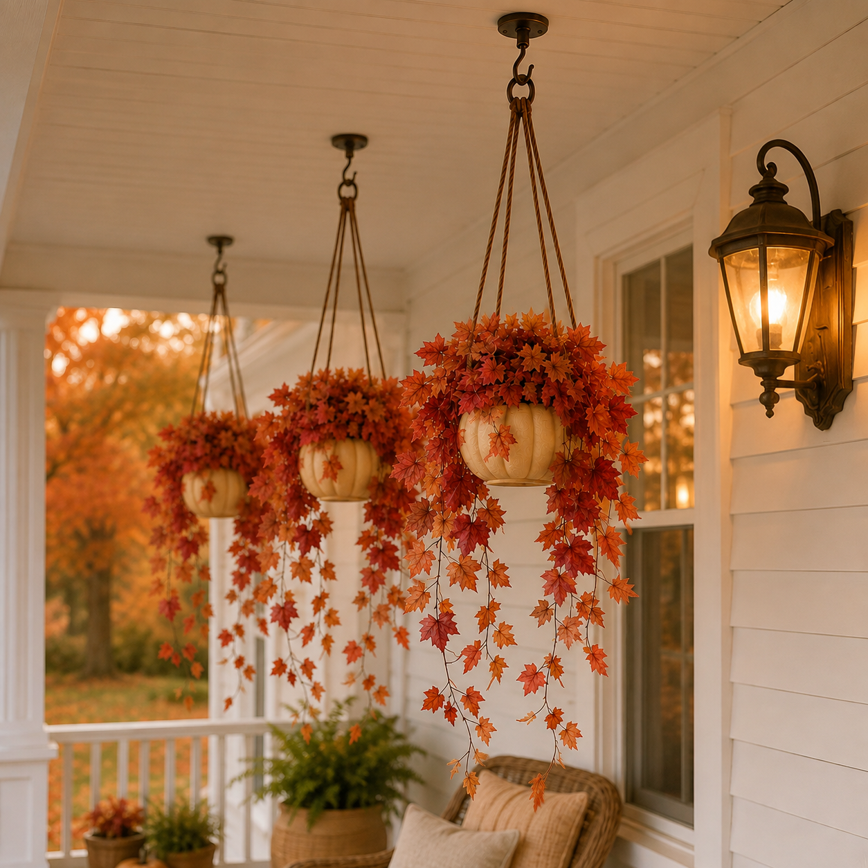 Autumn Cascade Pumpkin Hanging Planter 🍁🎃