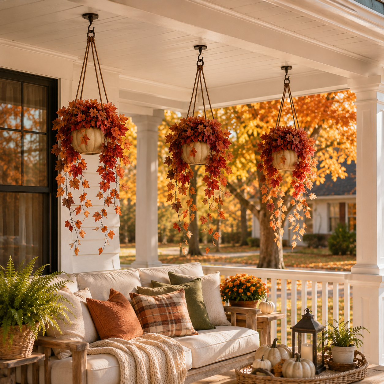 Autumn Cascade Pumpkin Hanging Planter 🍁🎃