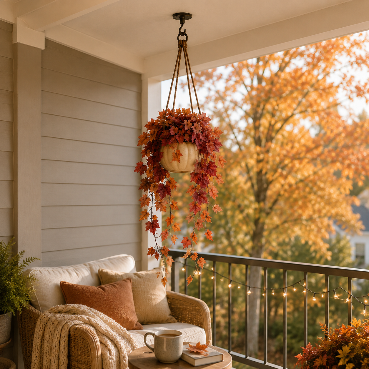 Autumn Cascade Pumpkin Hanging Planter 🍁🎃