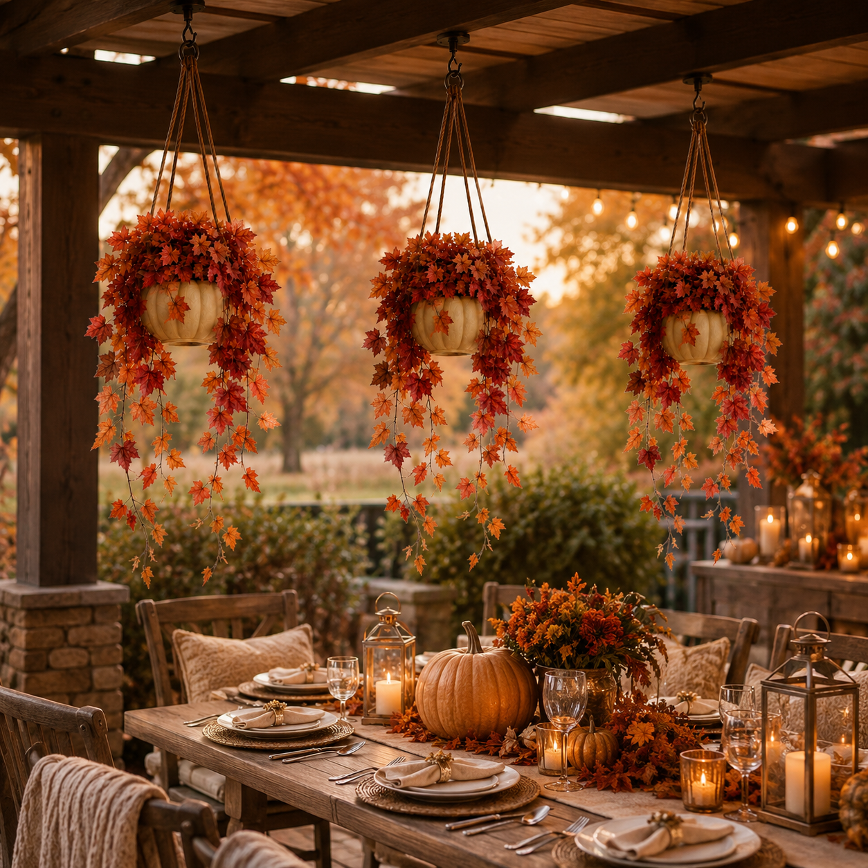 Autumn Cascade Pumpkin Hanging Planter 🍁🎃