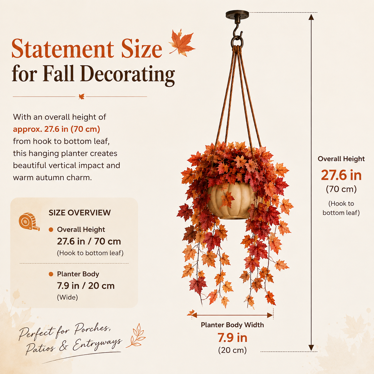 Autumn Cascade Pumpkin Hanging Planter 🍁🎃
