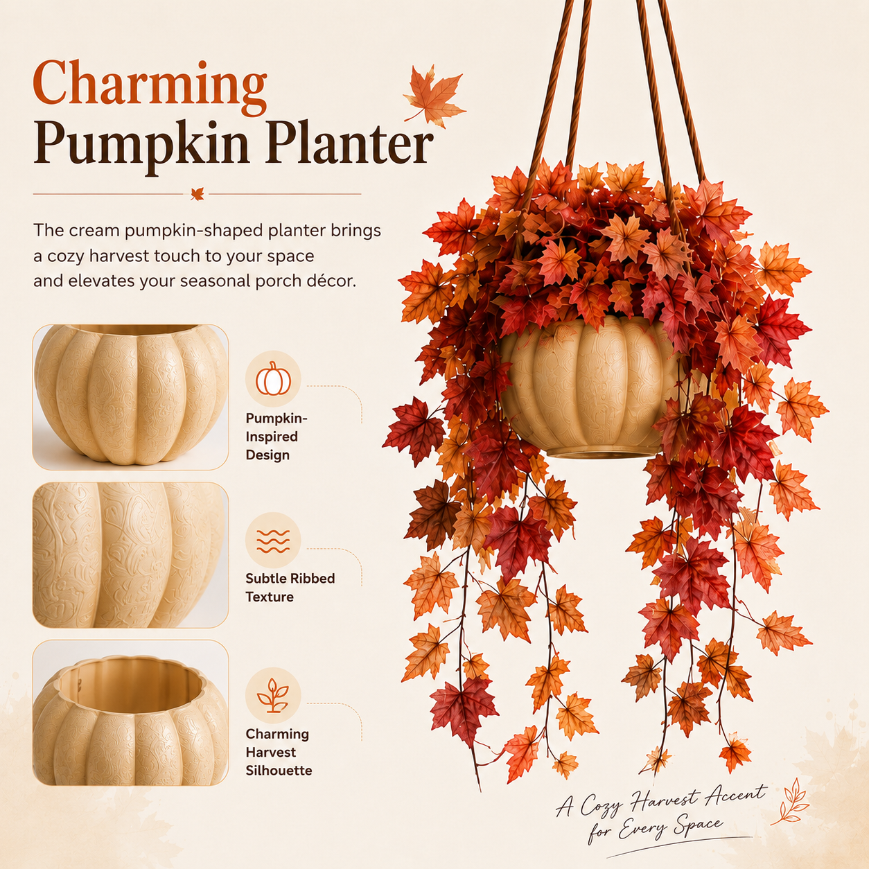 Autumn Cascade Pumpkin Hanging Planter 🍁🎃