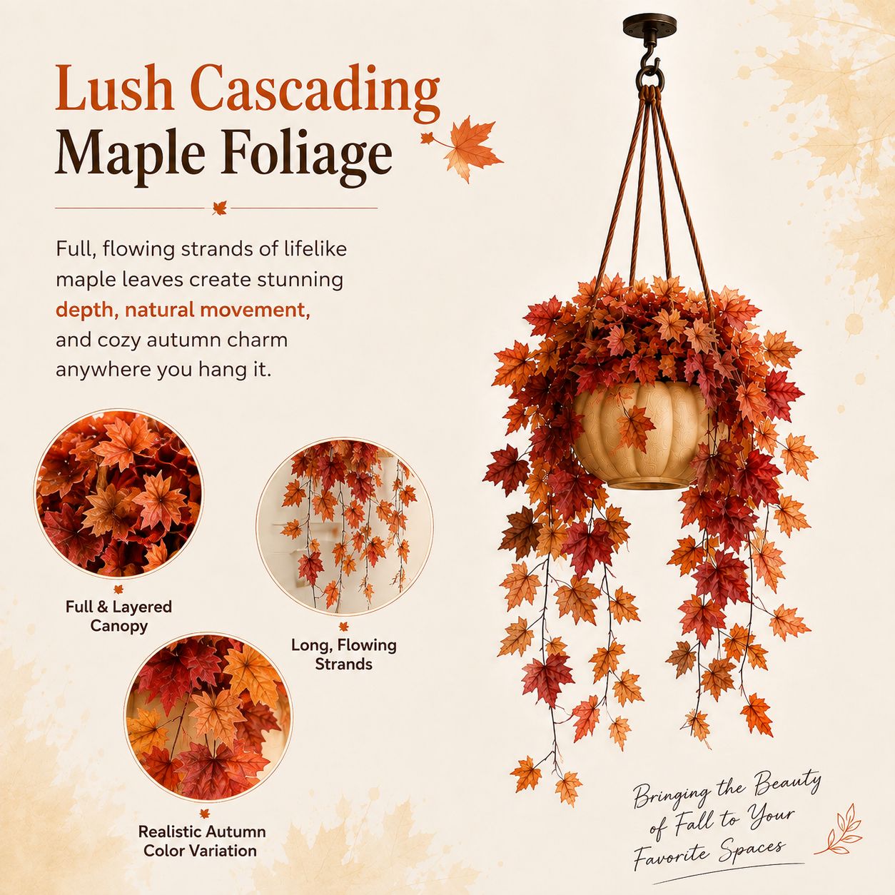 Autumn Cascade Pumpkin Hanging Planter 🍁🎃