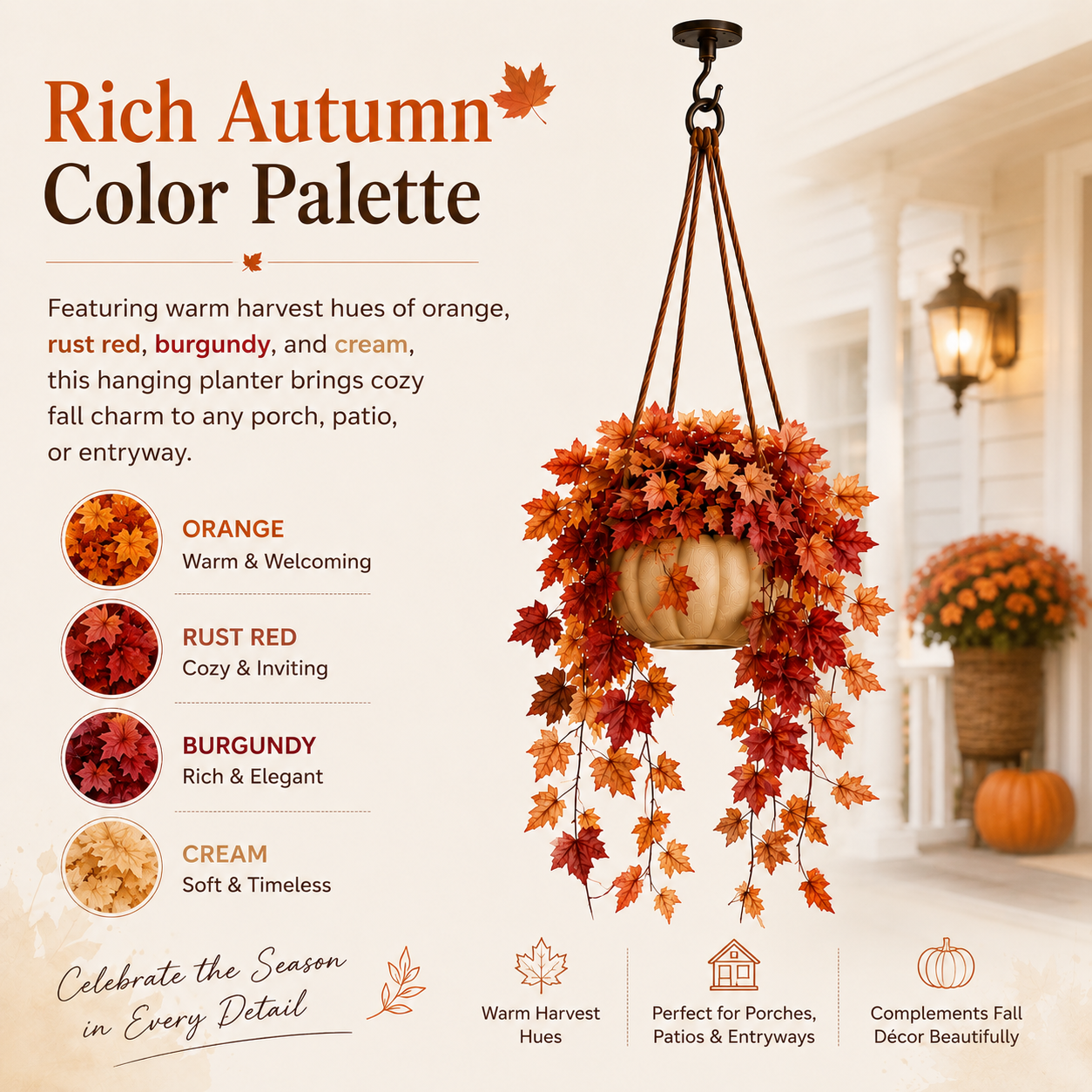 Autumn Cascade Pumpkin Hanging Planter 🍁🎃