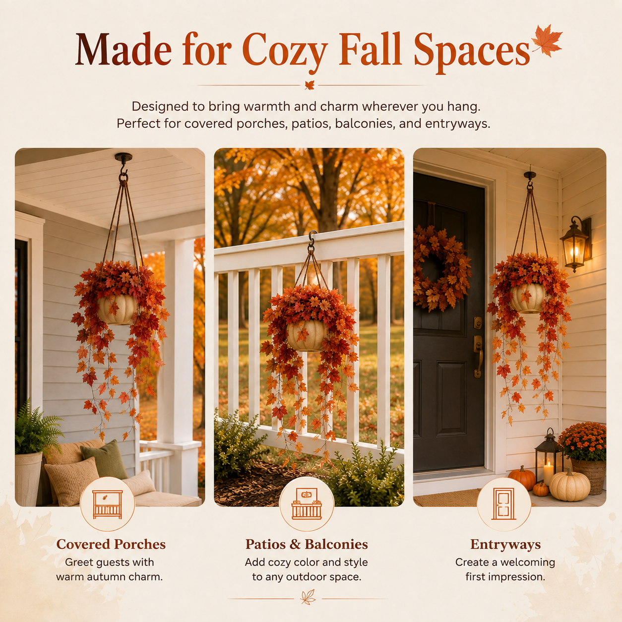 Autumn Cascade Pumpkin Hanging Planter 🍁🎃