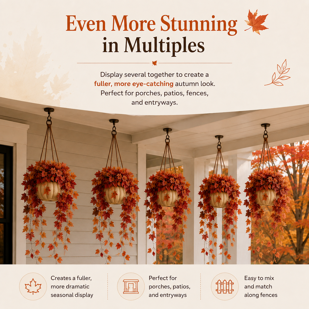 Autumn Cascade Pumpkin Hanging Planter 🍁🎃