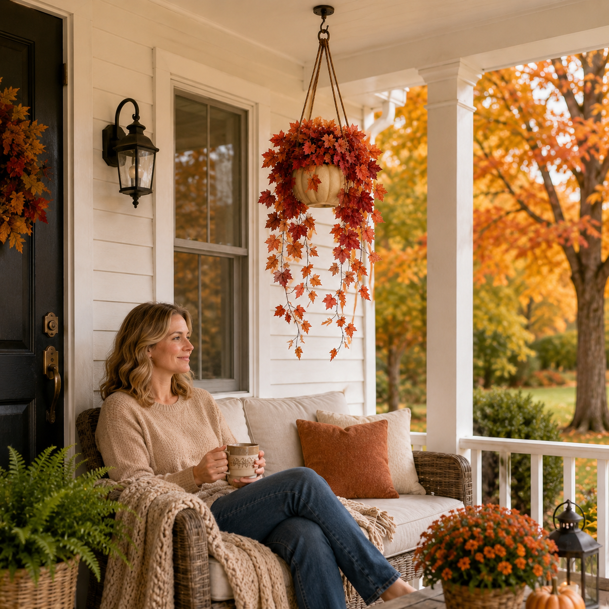 Autumn Cascade Pumpkin Hanging Planter 🍁🎃