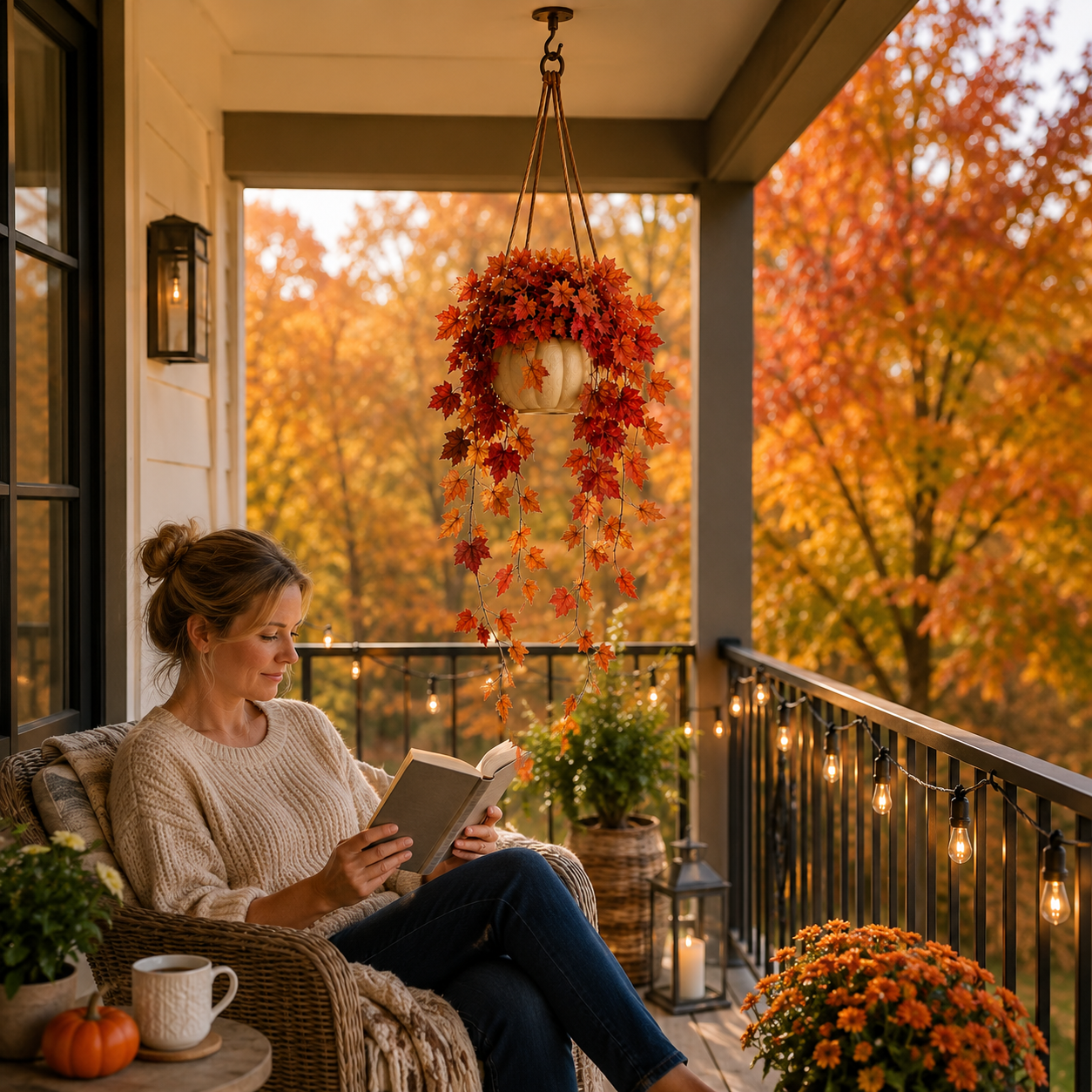 Autumn Cascade Pumpkin Hanging Planter 🍁🎃