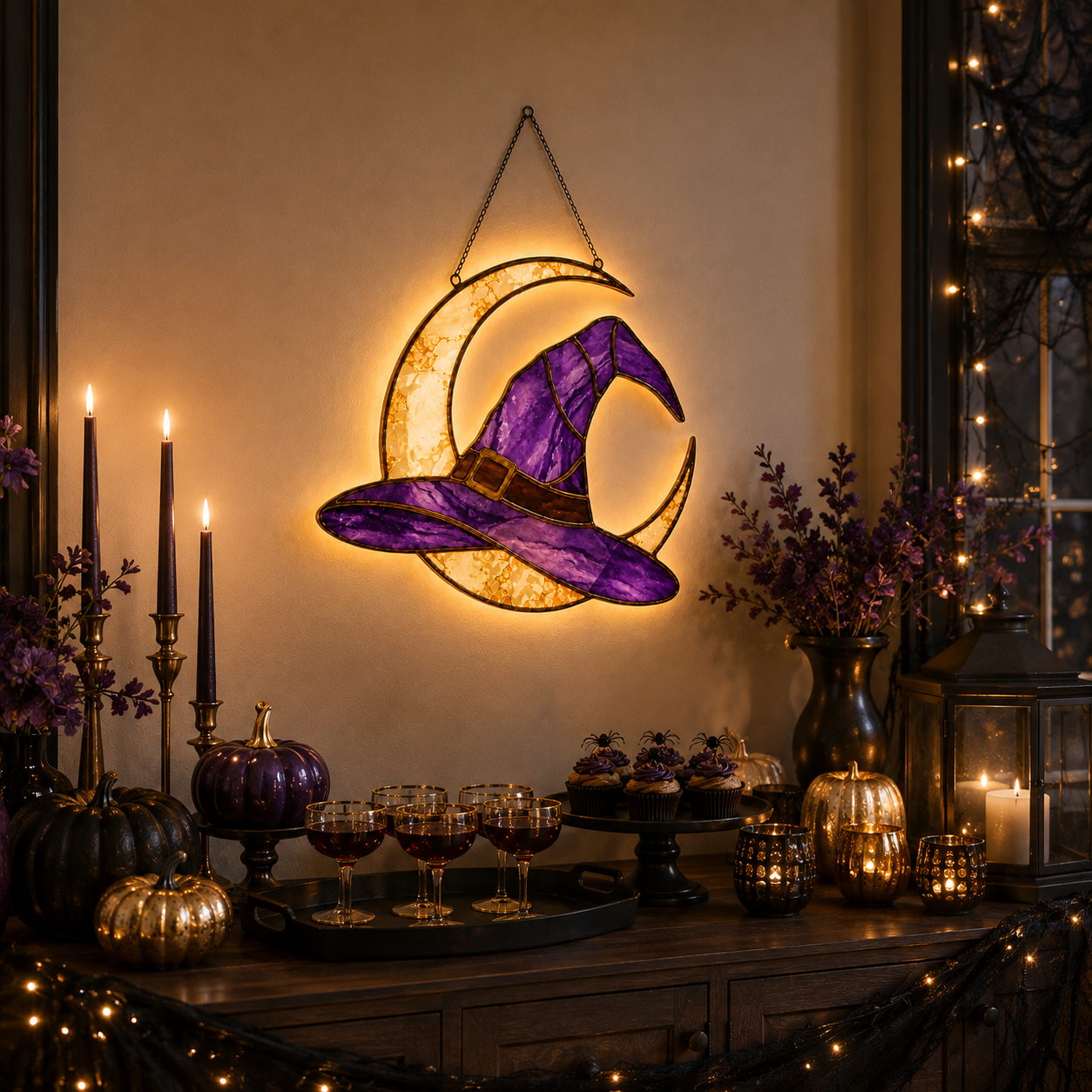 Moonlit Witch Hat Hanging Light 🌙✨