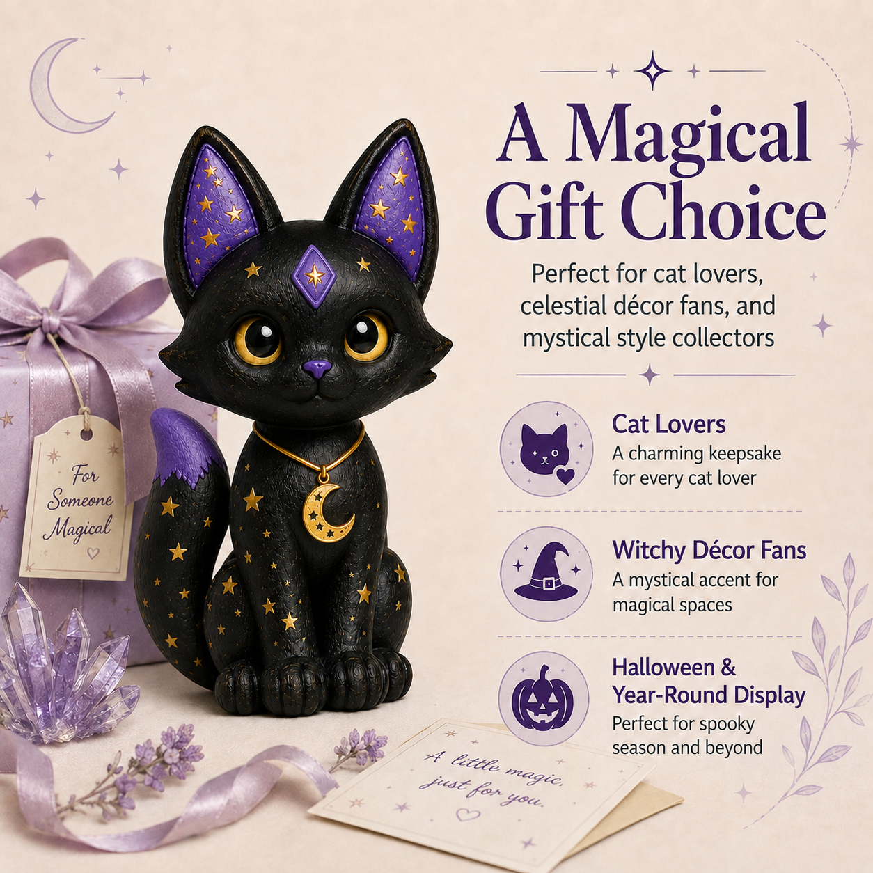 Mystic Moon Black Cat Resin Figurine 🌙🐈‍⬛