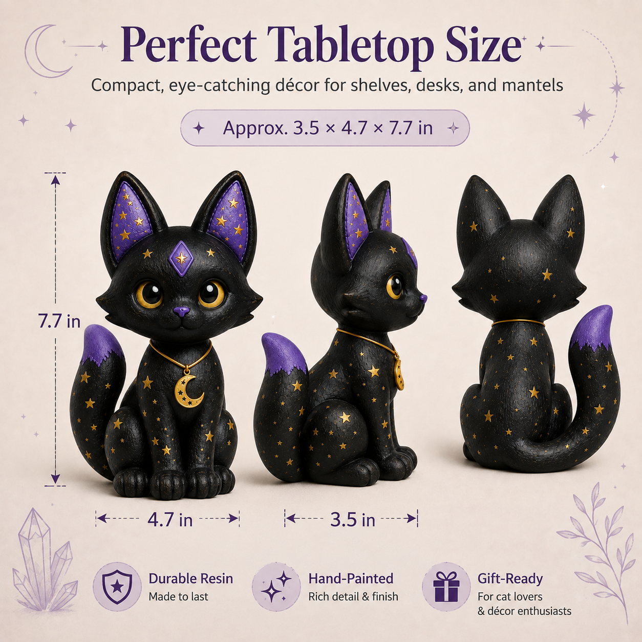Mystic Moon Black Cat Resin Figurine 🌙🐈‍⬛