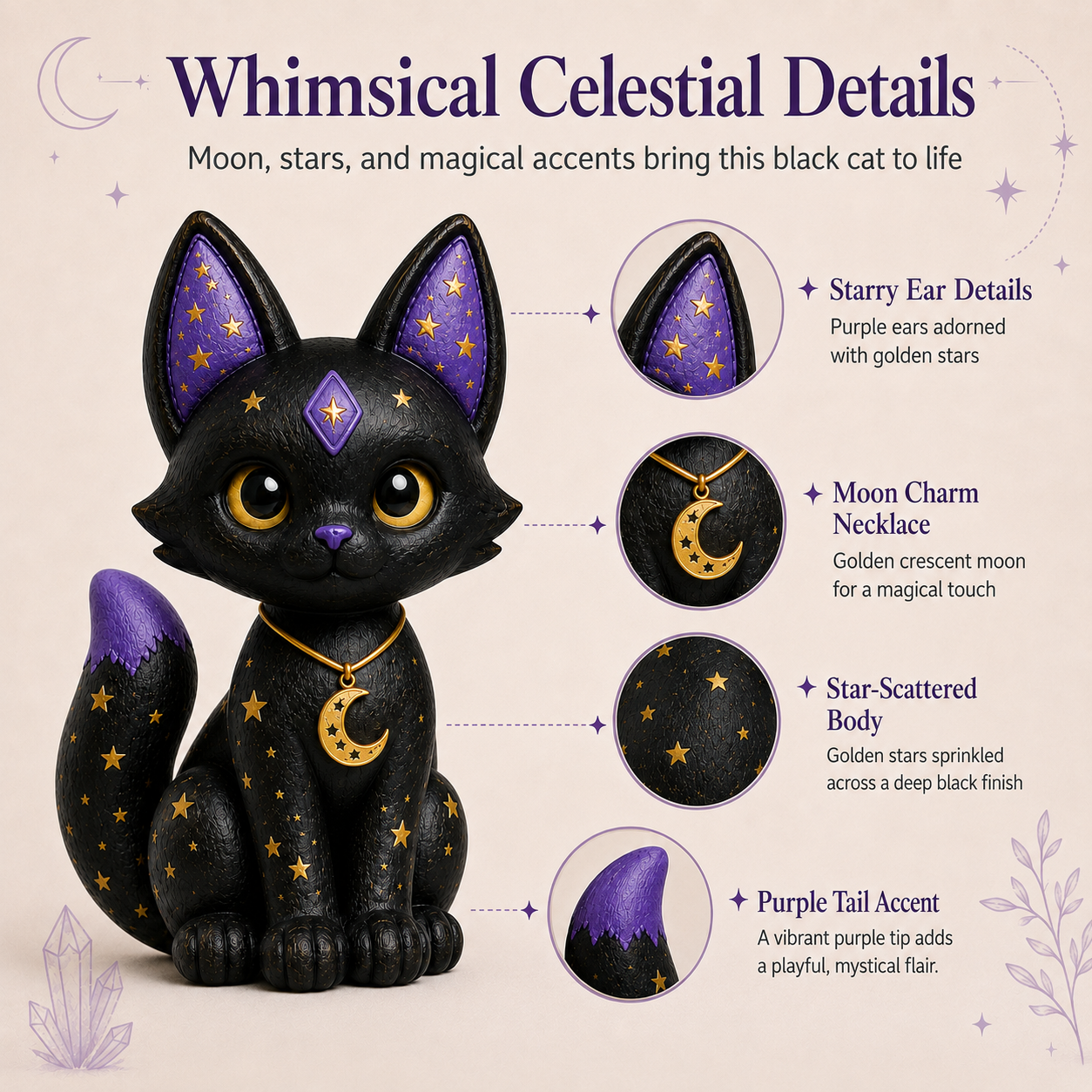 Mystic Moon Black Cat Resin Figurine 🌙🐈‍⬛