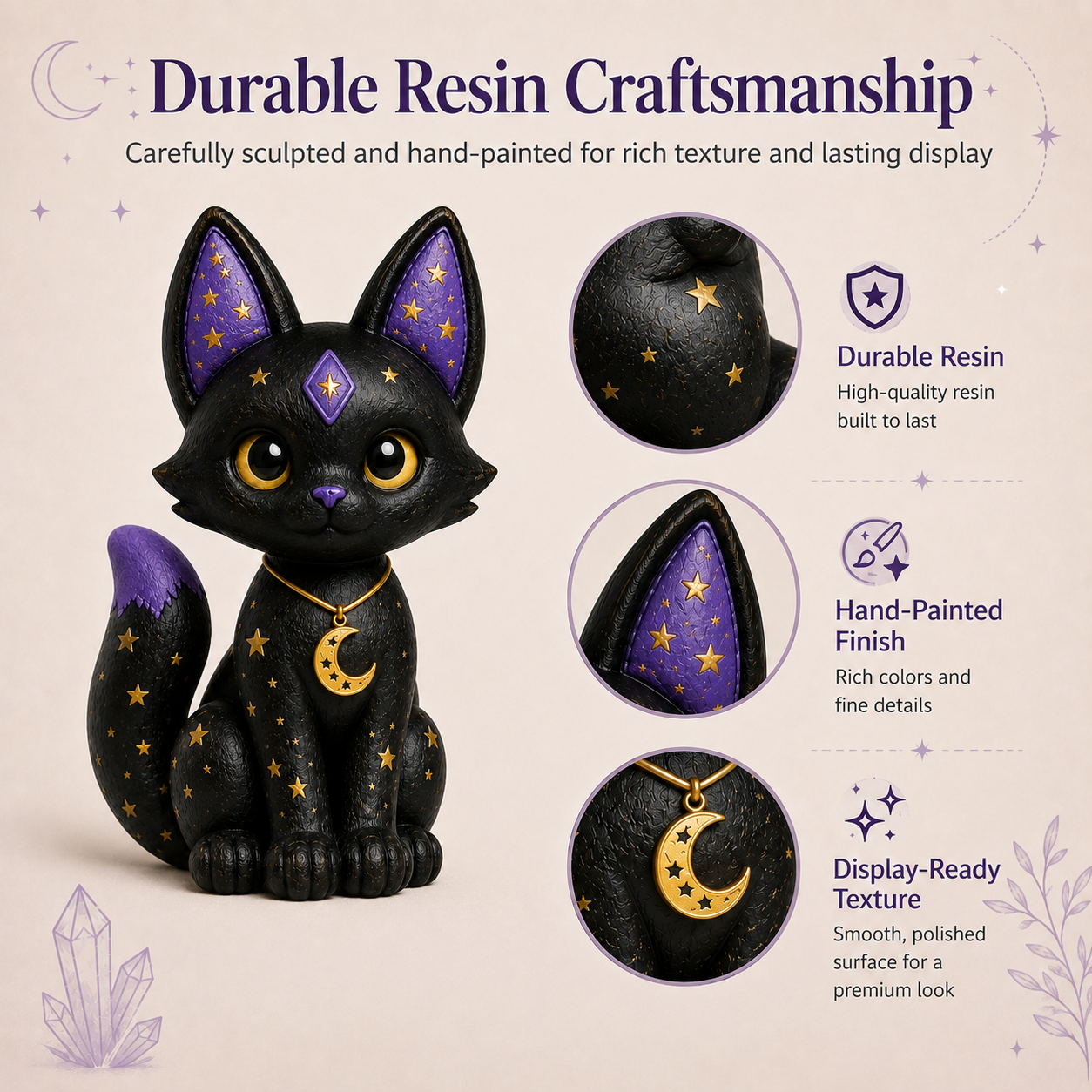 Mystic Moon Black Cat Resin Figurine 🌙🐈‍⬛