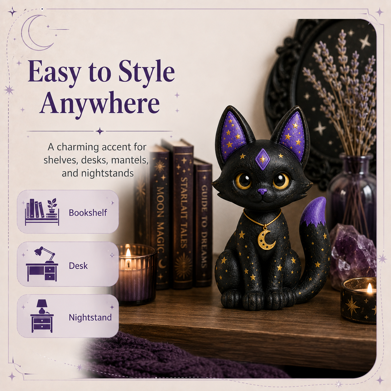Mystic Moon Black Cat Resin Figurine 🌙🐈‍⬛