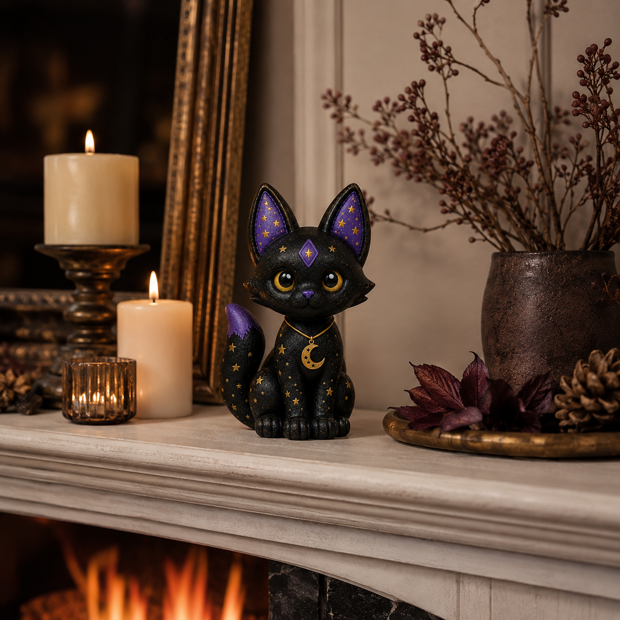 Mystic Moon Black Cat Resin Figurine 🌙🐈‍⬛