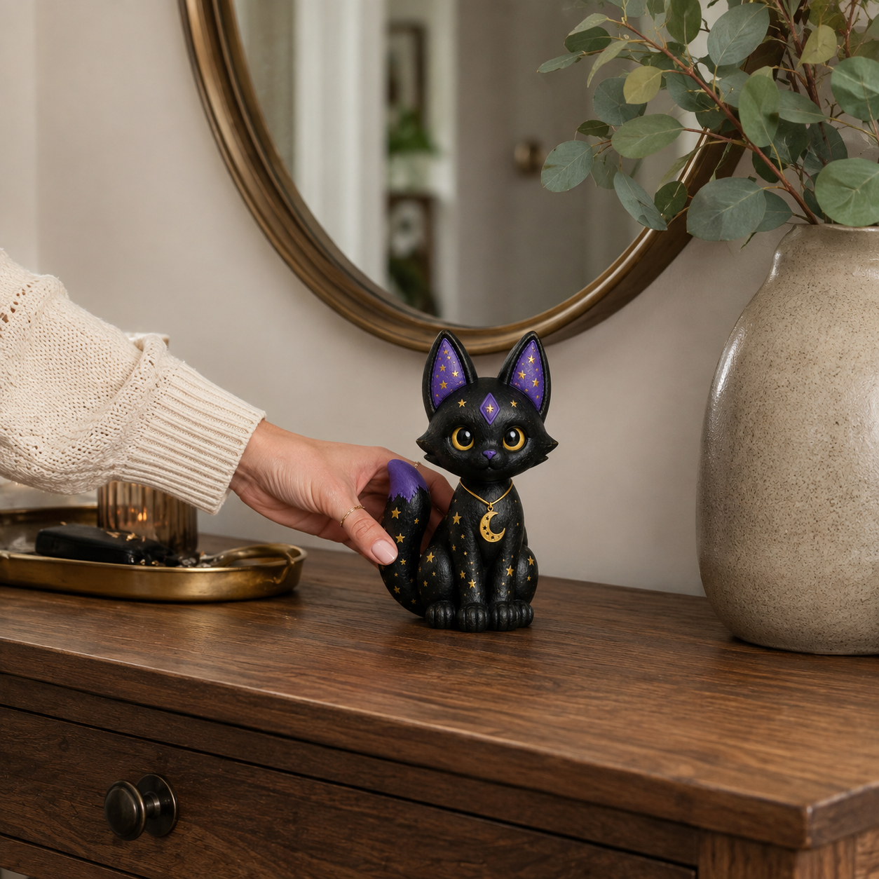 Mystic Moon Black Cat Resin Figurine 🌙🐈‍⬛