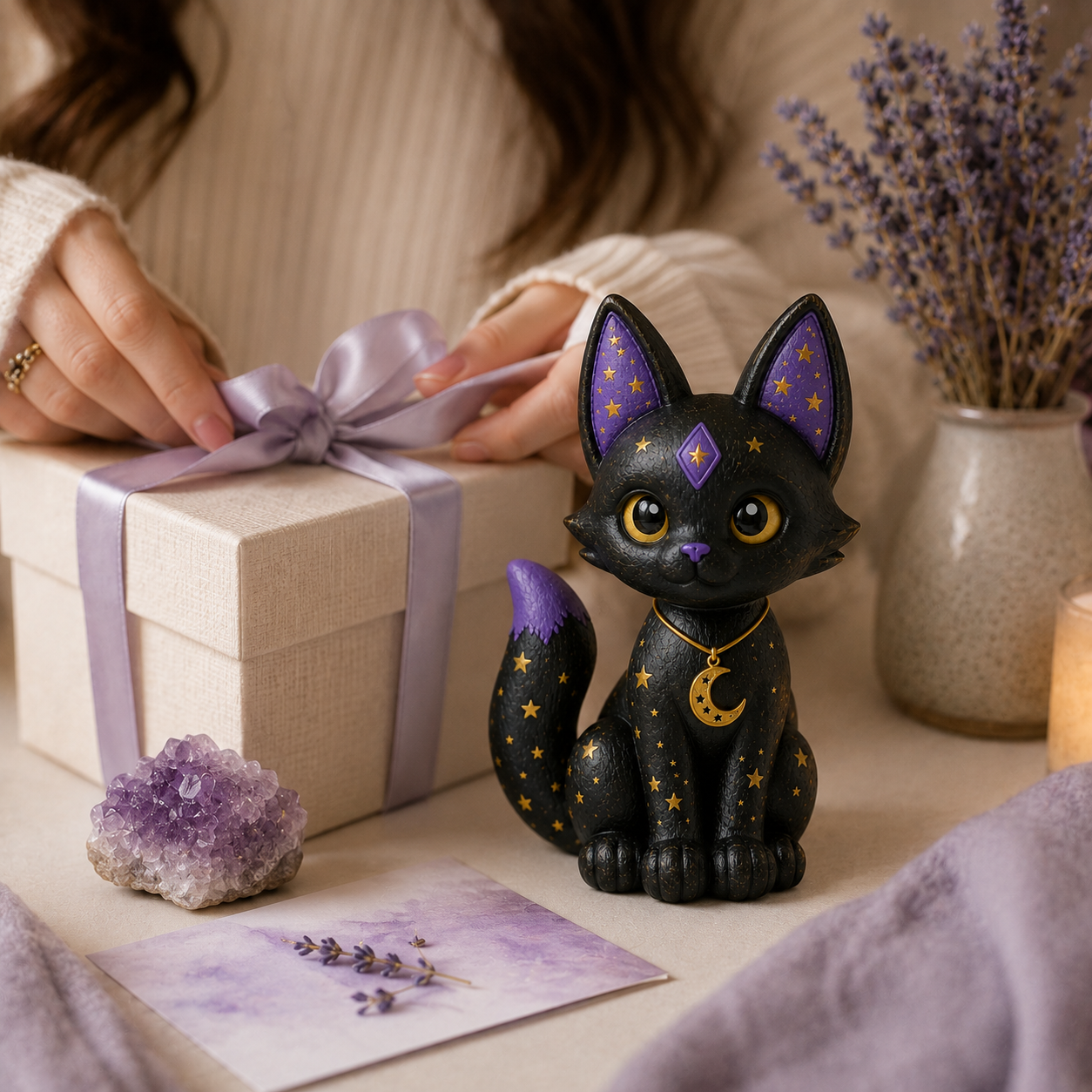 Mystic Moon Black Cat Resin Figurine 🌙🐈‍⬛