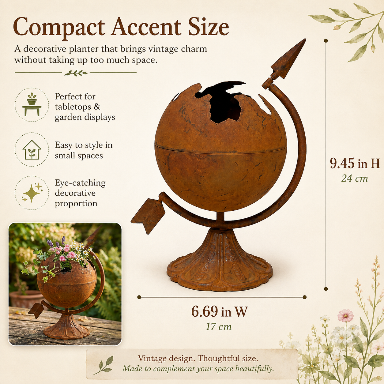 🌿 Vintage Globe Planter