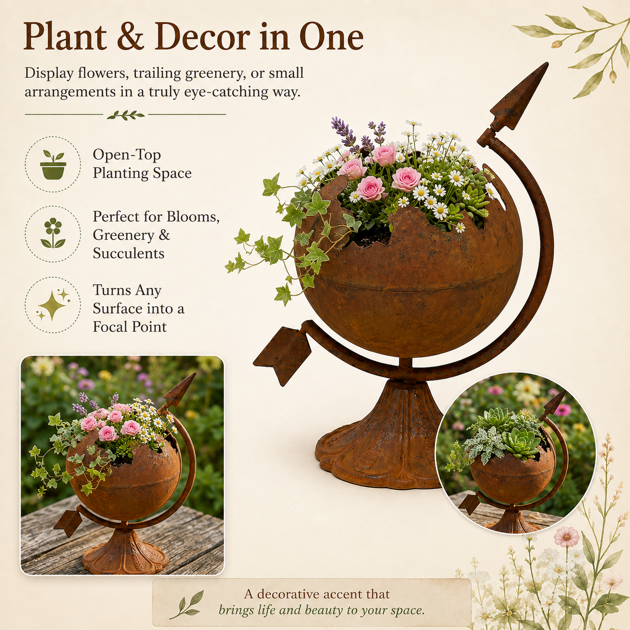 🌿 Vintage Globe Planter