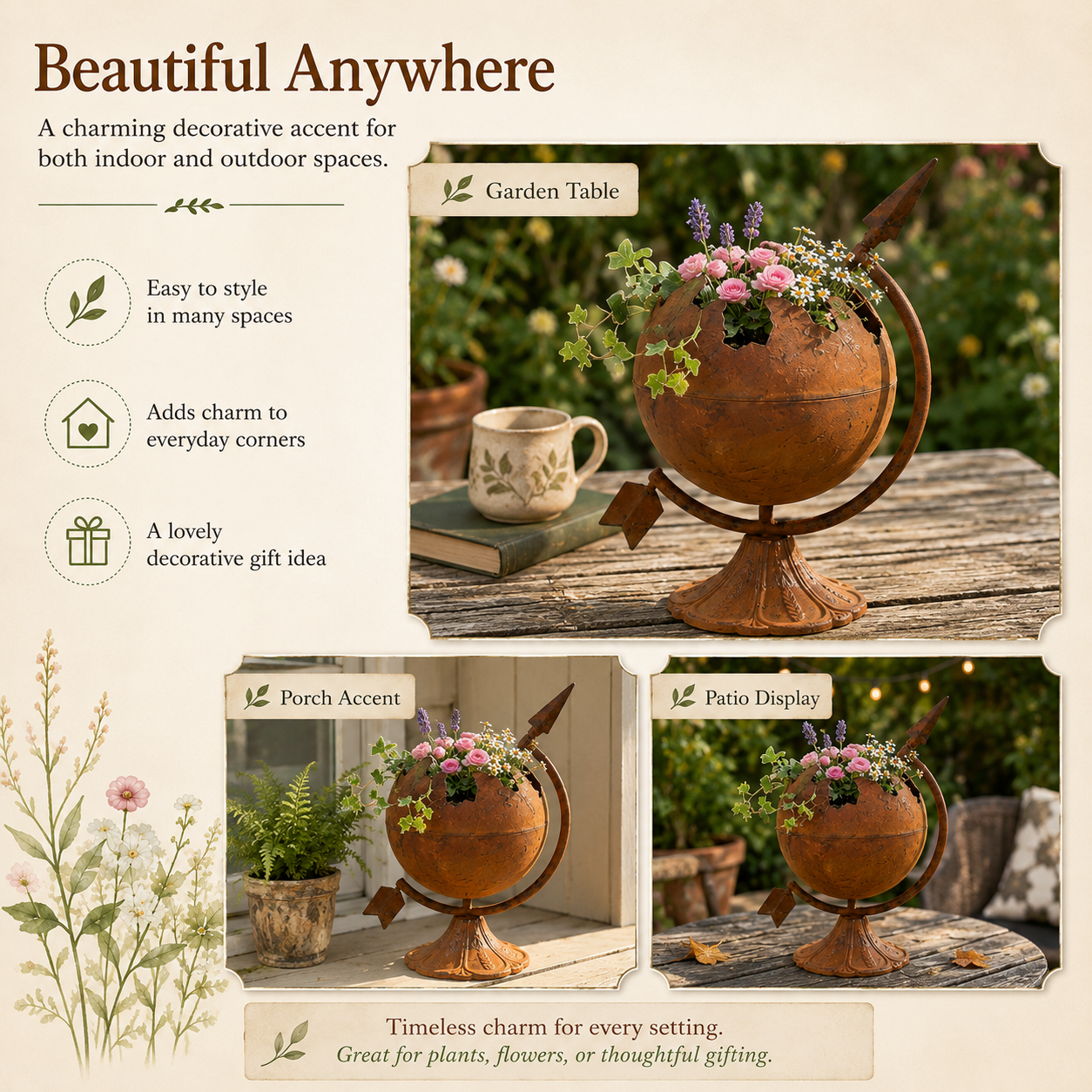 🌿 Vintage Globe Planter