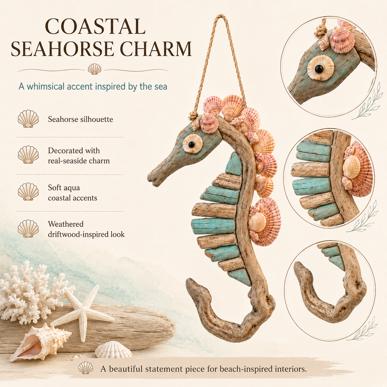 Coastal Seahorse Wall Hanging Decor