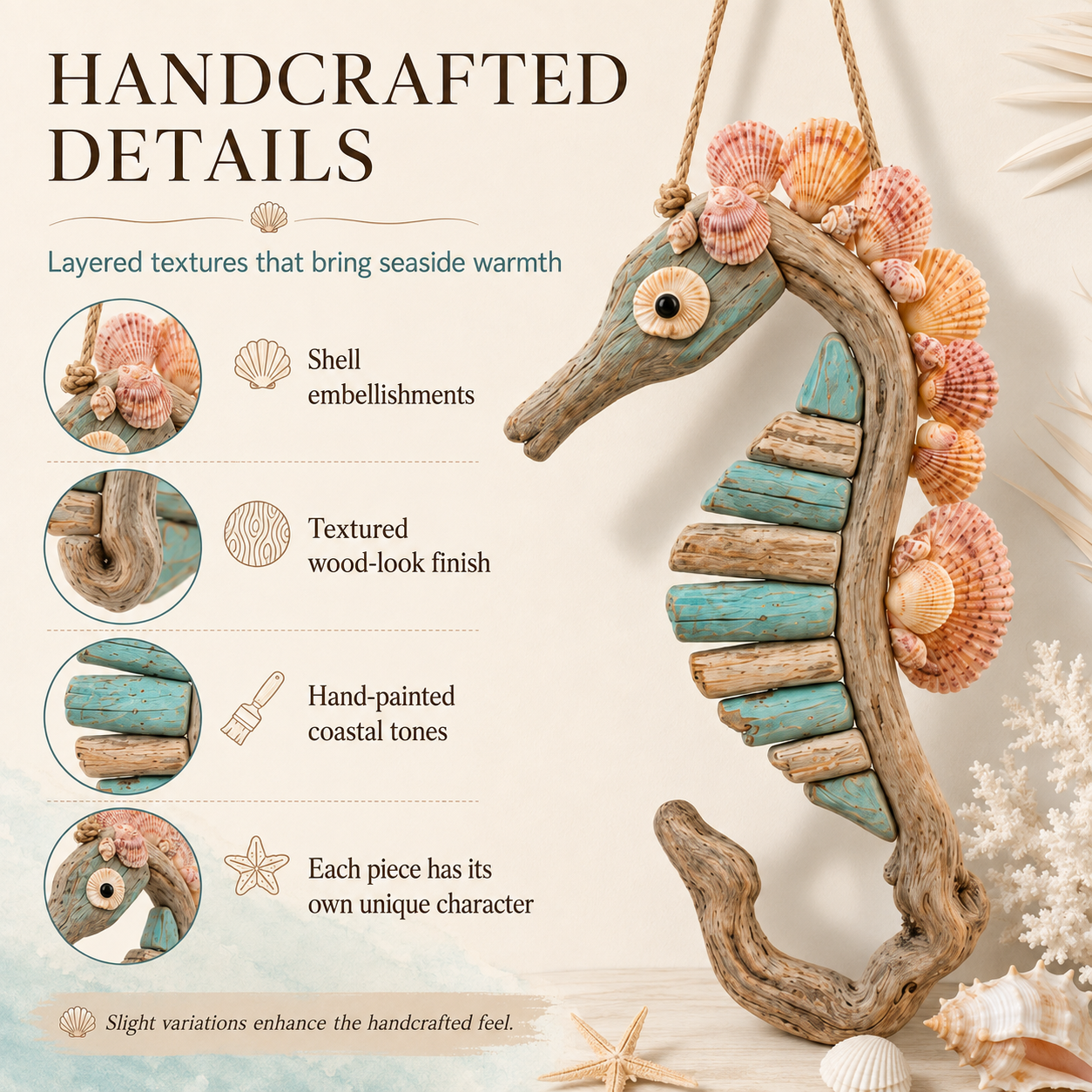 Coastal Seahorse Wall Hanging Decor