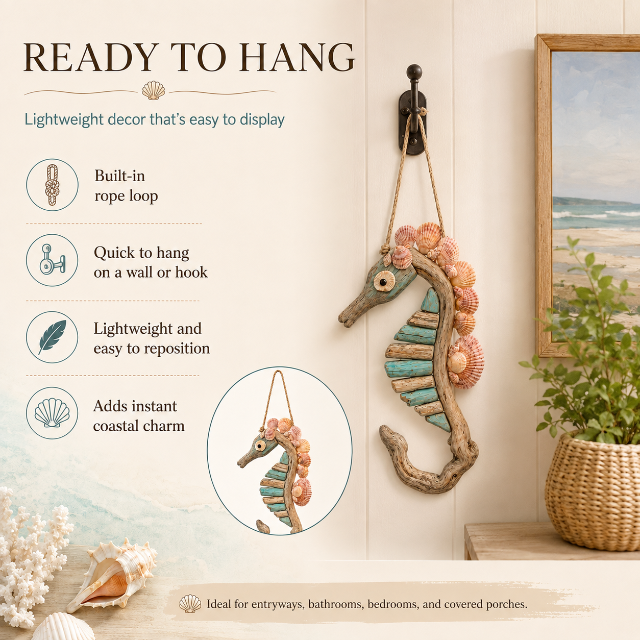 Coastal Seahorse Wall Hanging Decor