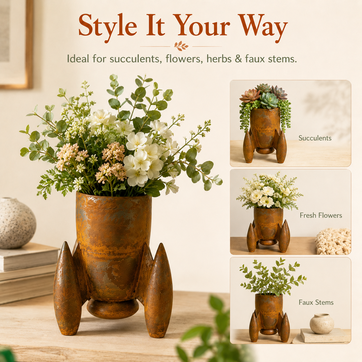 Vintage Rocket Planter