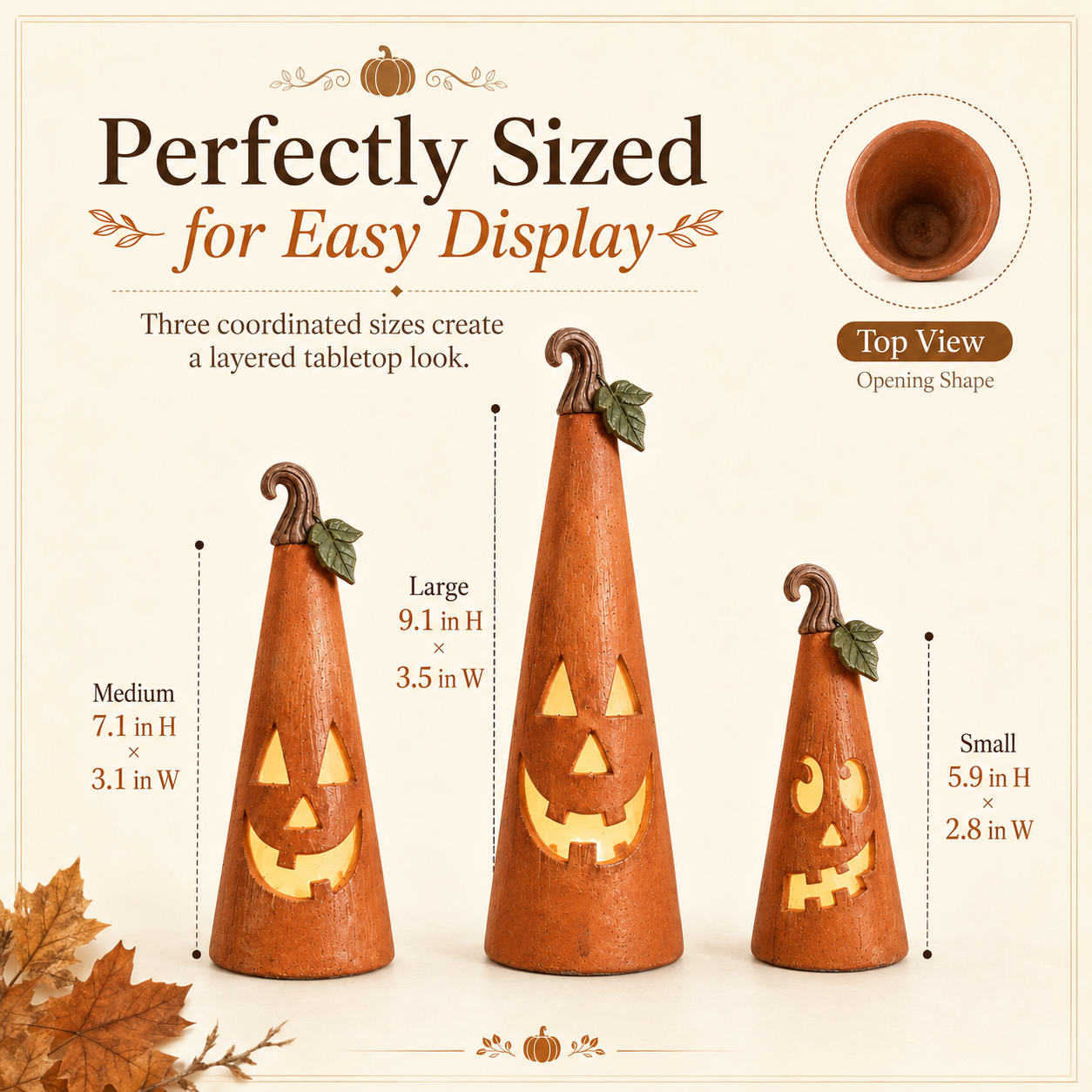 Whimsical Pumpkin Cone Lanterns – Set of 3
