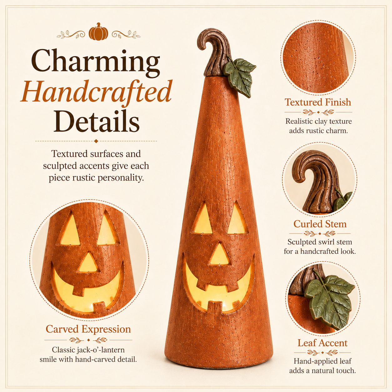 Whimsical Pumpkin Cone Lanterns – Set of 3