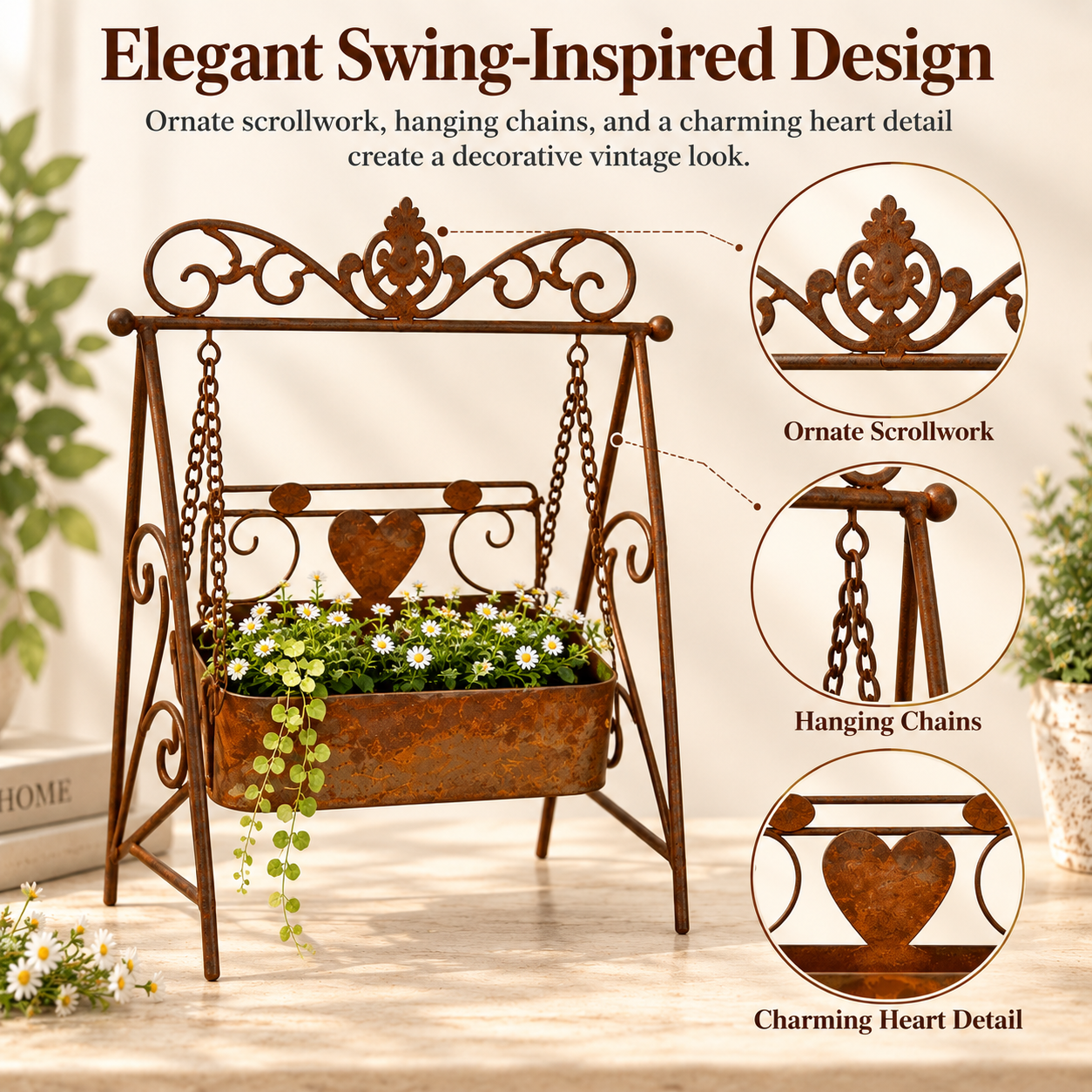 Vintage Swing Planter Product Description