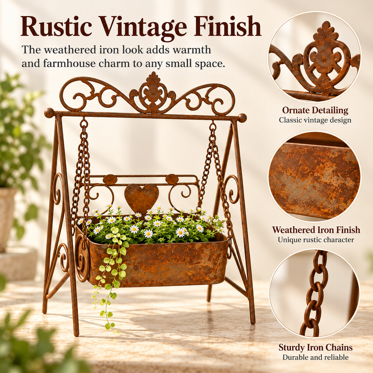 Vintage Swing Planter Product Description