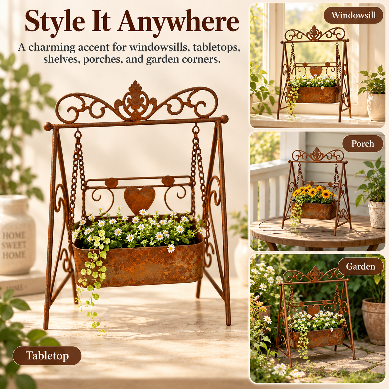 Vintage Swing Planter Product Description
