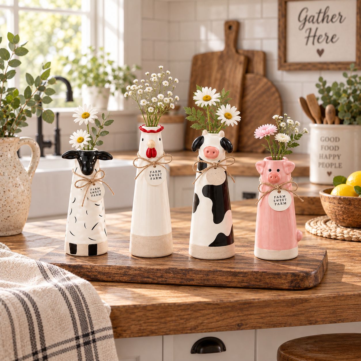 Farmhouse Animal Bud Vase Set