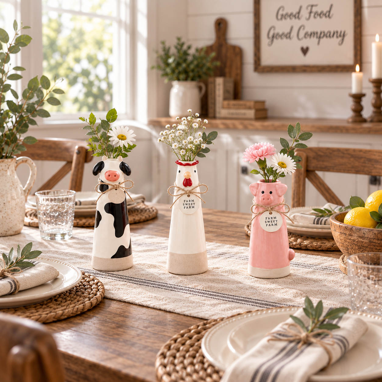 Farmhouse Animal Bud Vase Set
