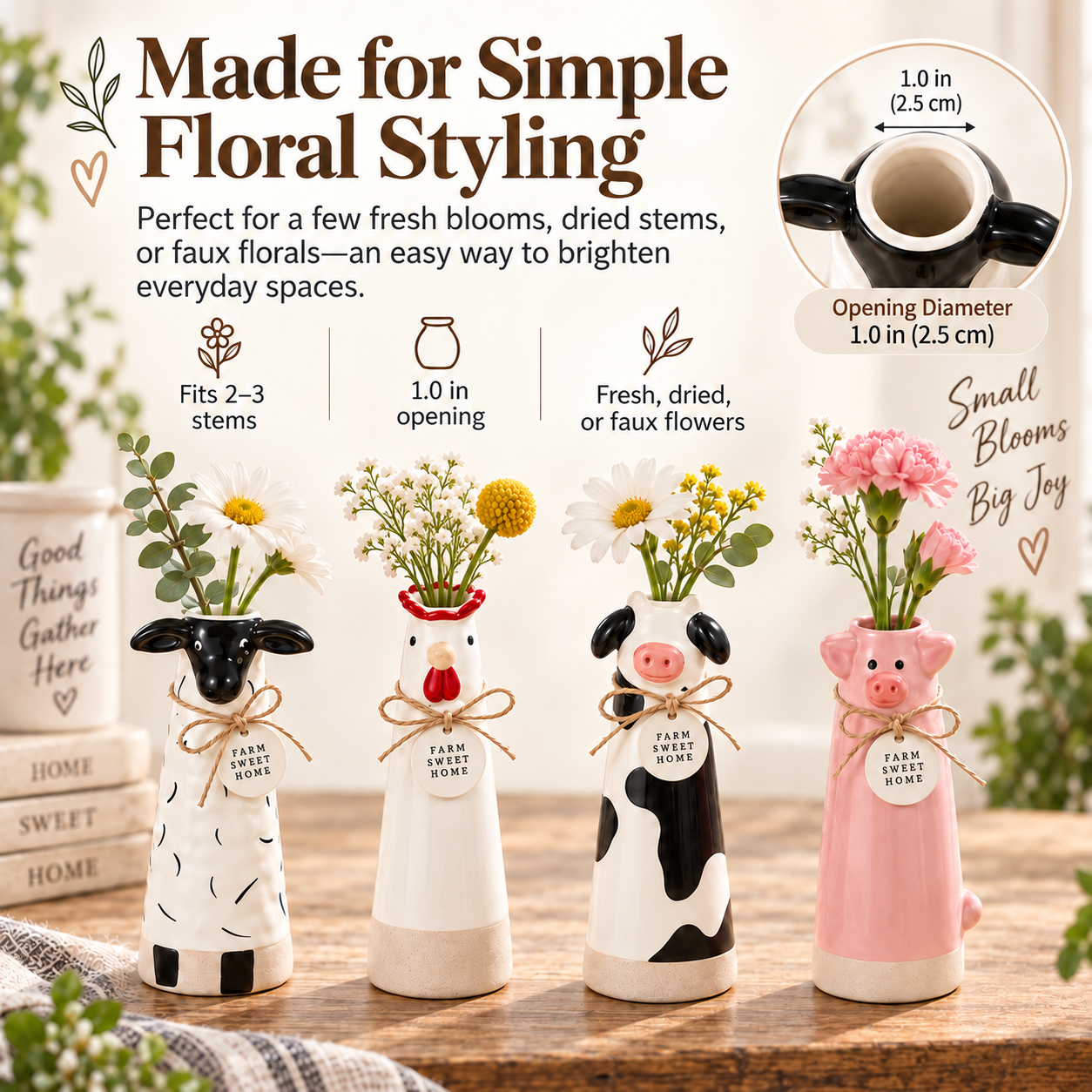 Farmhouse Animal Bud Vase Set