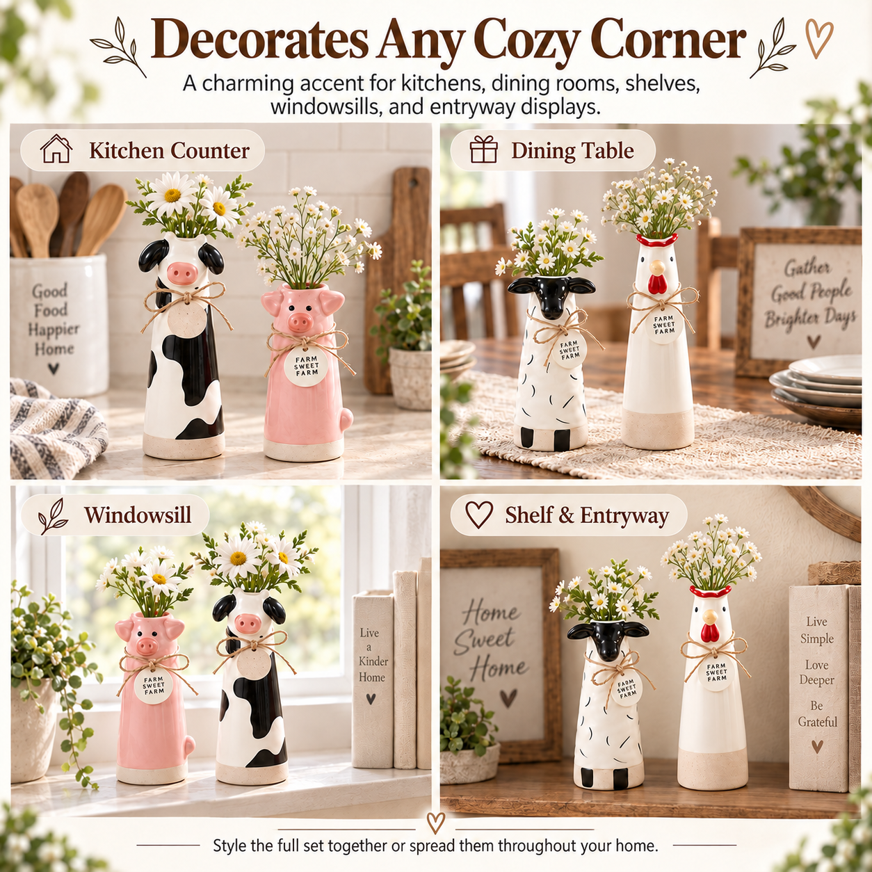 Farmhouse Animal Bud Vase Set