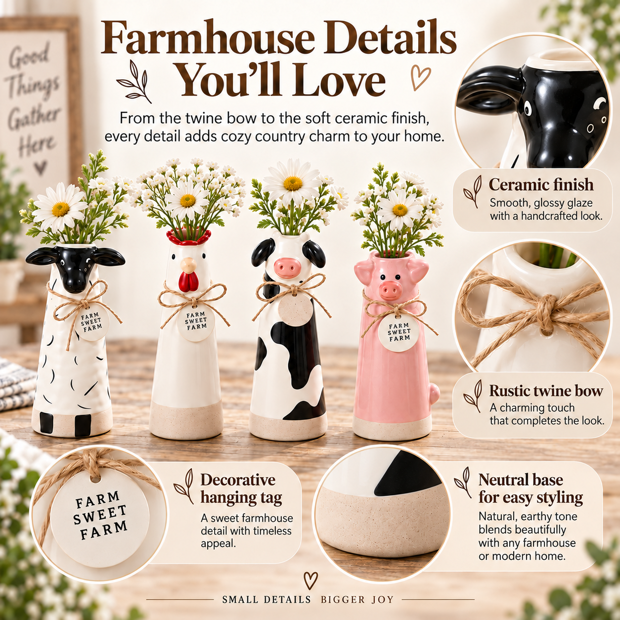 Farmhouse Animal Bud Vase Set