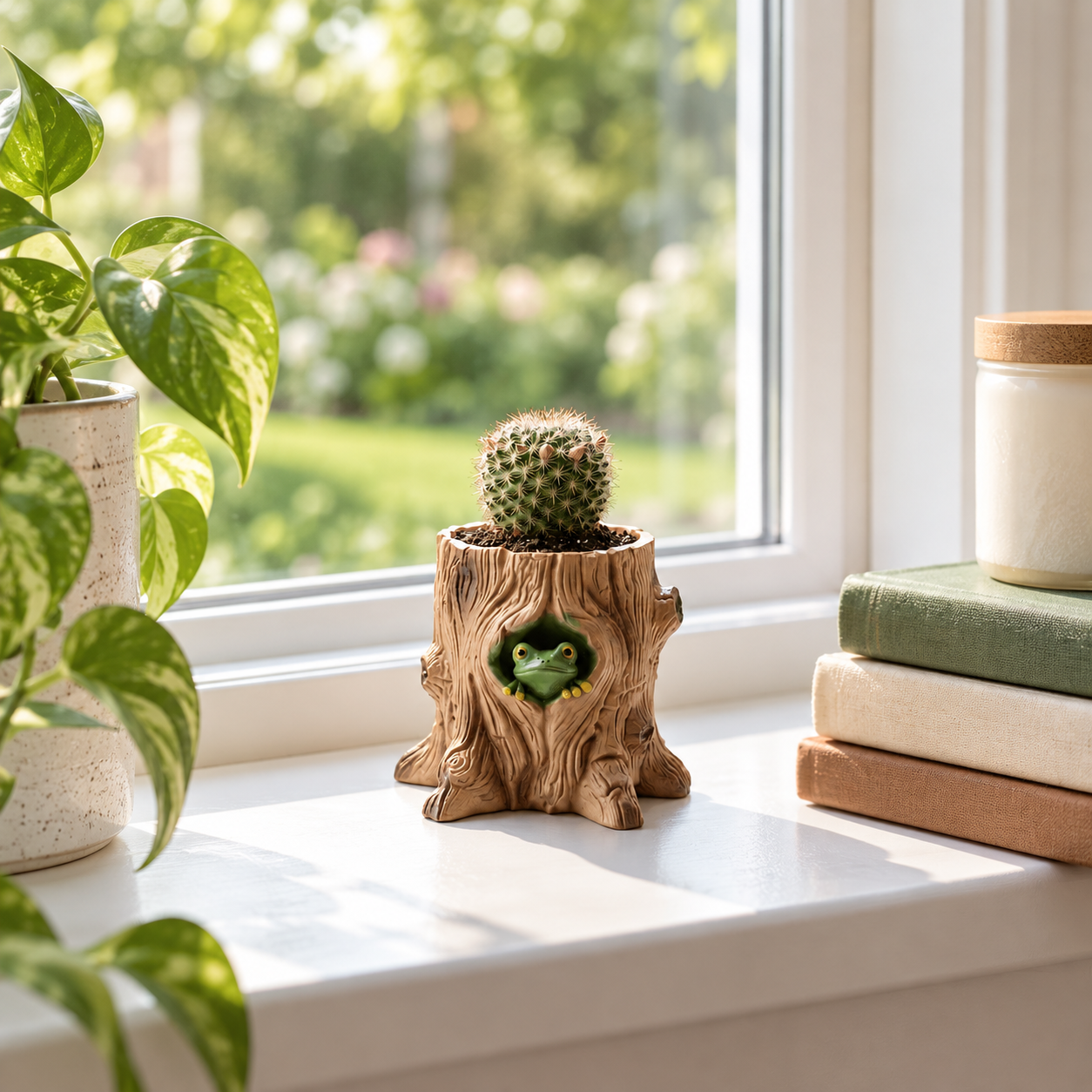 Peekaboo Frog Tree Stump Planter 🐸🌿